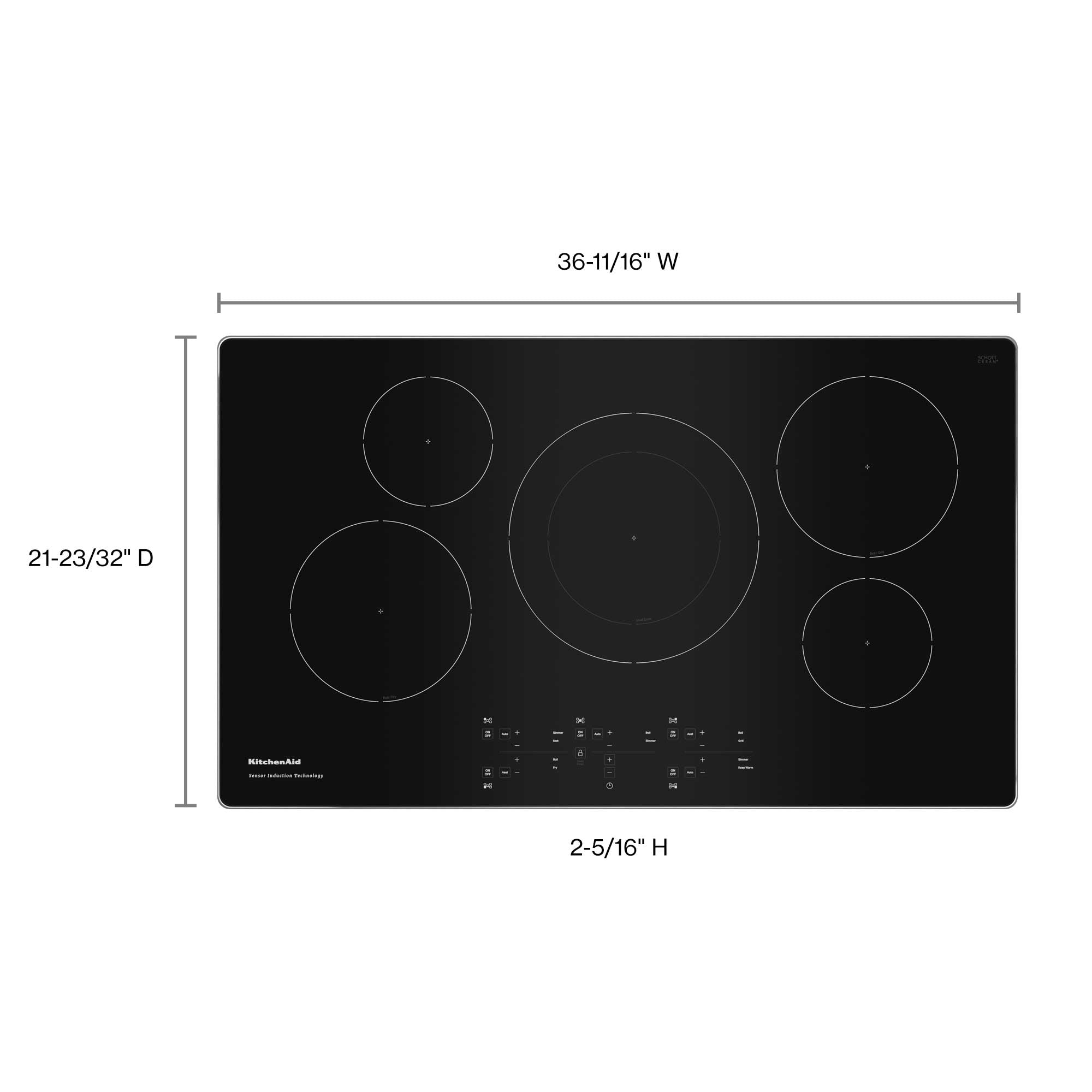 KitchenAid Stainless Steel 36" 5-Element Electric Sensor Induction Cooktop - KCIG556JSS