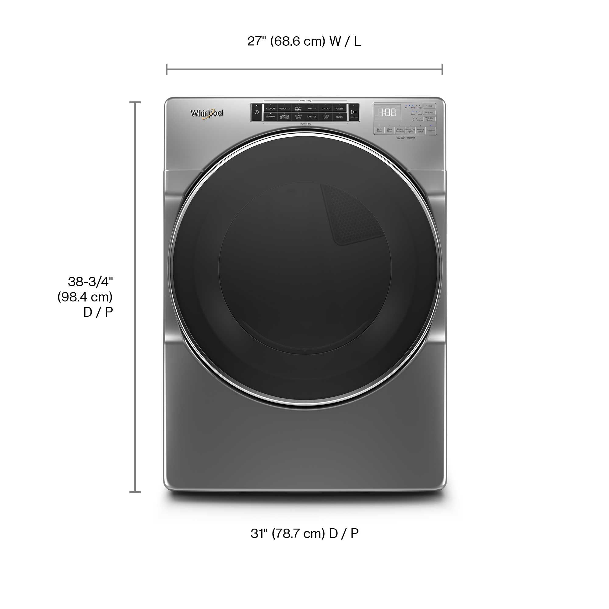 Whirlpool Chrome Shadow Front Load Electrical Dryer (7.4 cu.ft.) - YWED8620HC