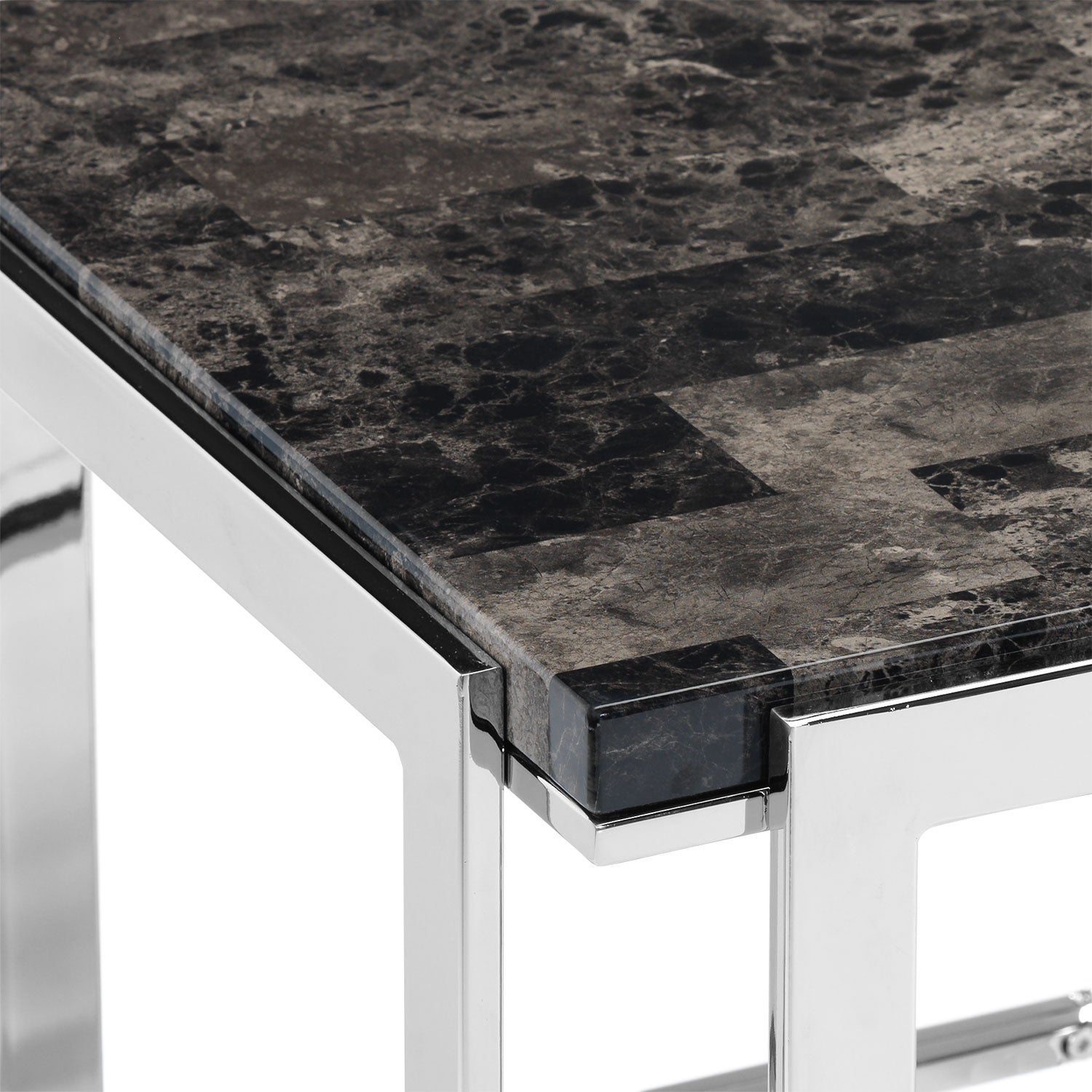 Iris End Table - Chrome and Black
