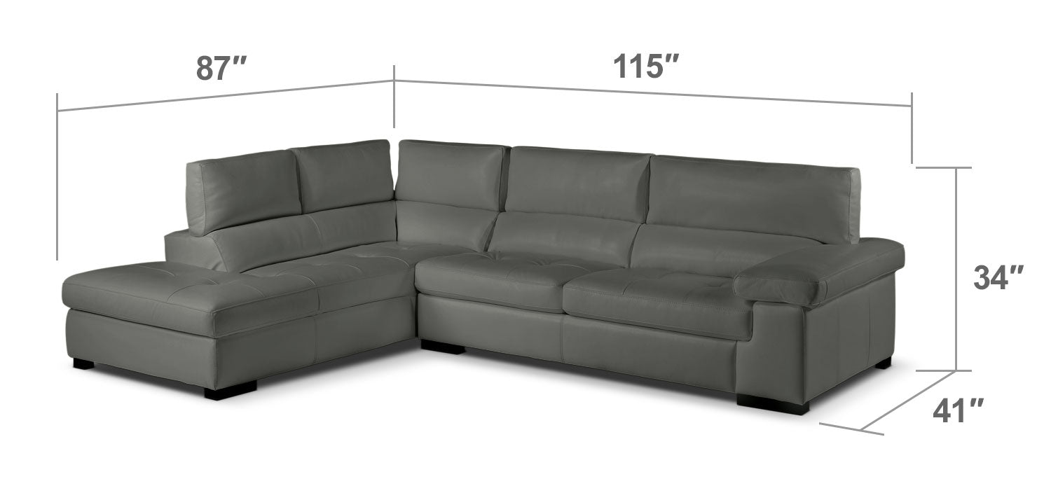 Underwood 2-Piece Sectional with Left-Facing Chaise - Charcoal