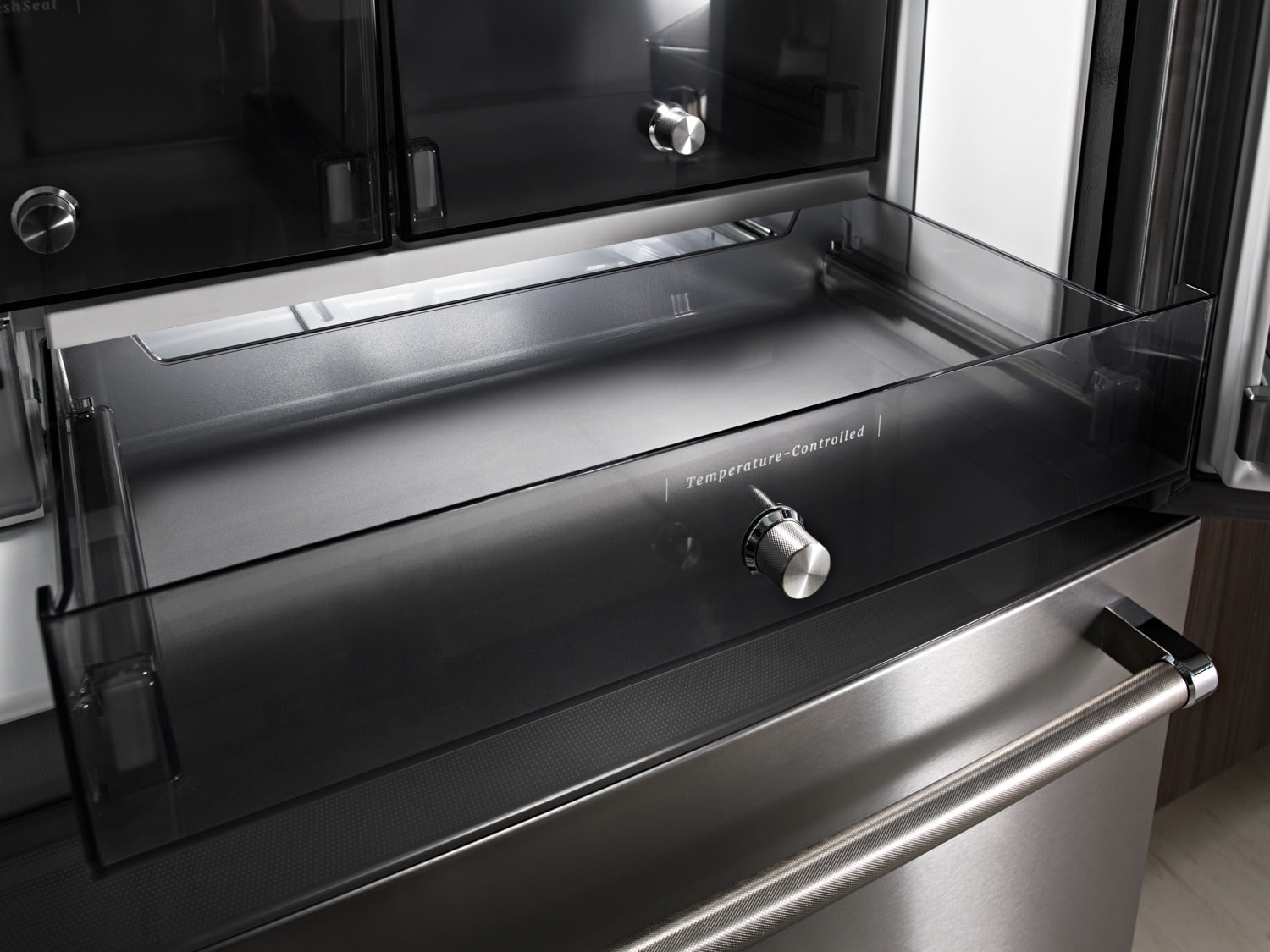 KitchenAid 36" 23.8 Cu. Ft. Black Stainless Steel Counter-Depth French Door Refrigerator - KRFC704FBS