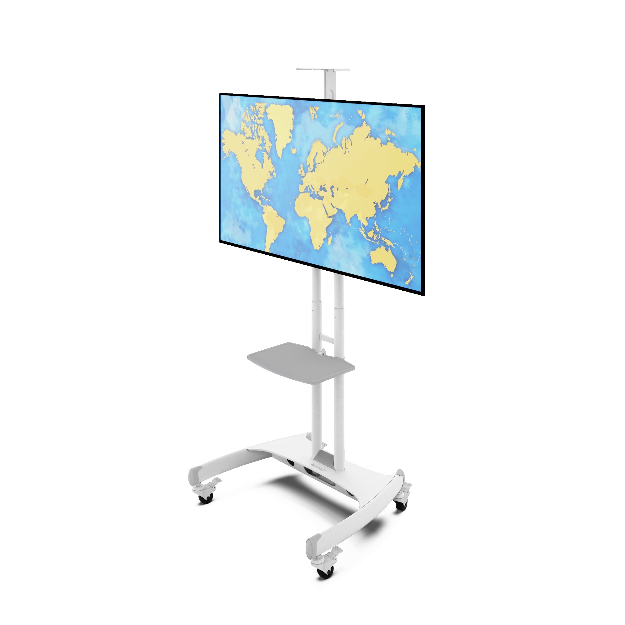 Kanto White Height Adjustable Mobile TV Cart with Adjustable Shelf for 37" to 65" TVs - MTM65PLW