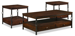 Sterling Ens. Table de centre et 2 tables de bout - noyer