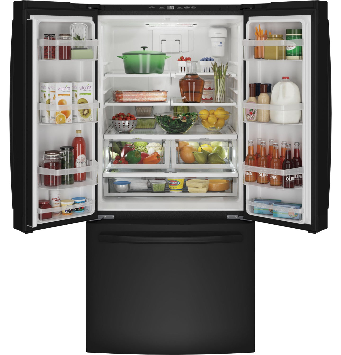 GE 32.75" 18.6 Cu. Ft. Black Counter-Depth French Door Refrigerator - GWE19JGLBB