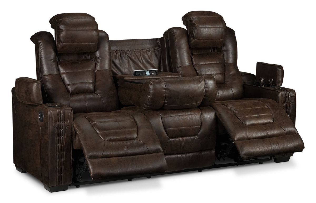 Dakota Power Reclining Sofa - Walnut