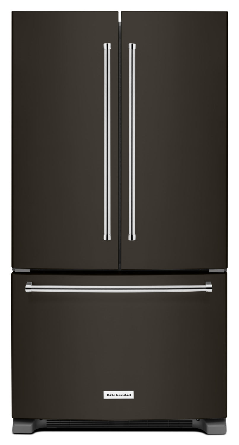 KitchenAid 36" 25.2 Cu. Ft. Black Stainless Steel French Door Refrigerator - KRFF305EBS