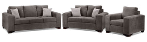 Fava Ens. Sofa, causeuse et fauteuil - gris