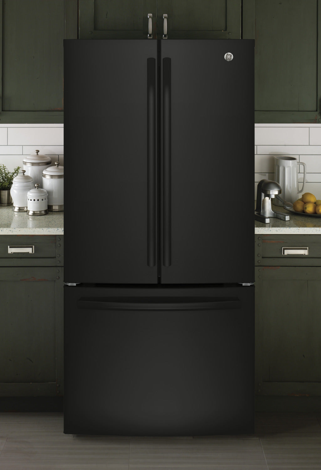 GE 32.75" 18.6 Cu. Ft. Black Counter-Depth French Door Refrigerator - GWE19JGLBB