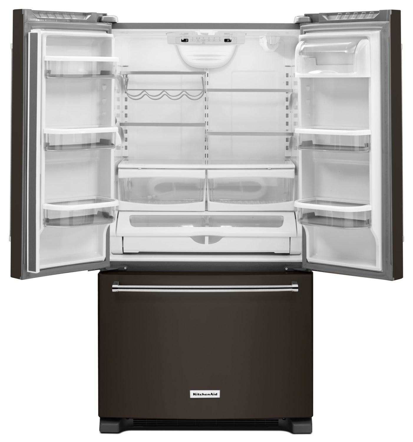 KitchenAid 36" 25.2 Cu. Ft. Black Stainless Steel French Door Refrigerator - KRFF305EBS