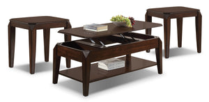 Docila Ens. Table de centre à dessus relevable et 2 table de bout - expresso