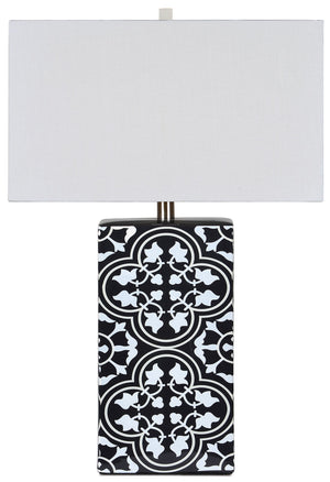 Catalina Lampe sur table 27 po - noir et blanc
