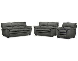 Kelleher Ens. Sofa, causeuse et fauteuil – anthracite