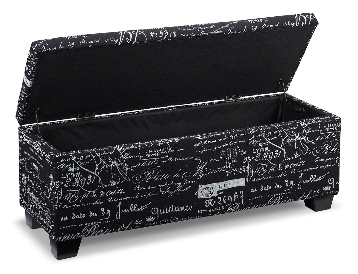 Boardwalk Large Storage Ottoman - Scroll Black