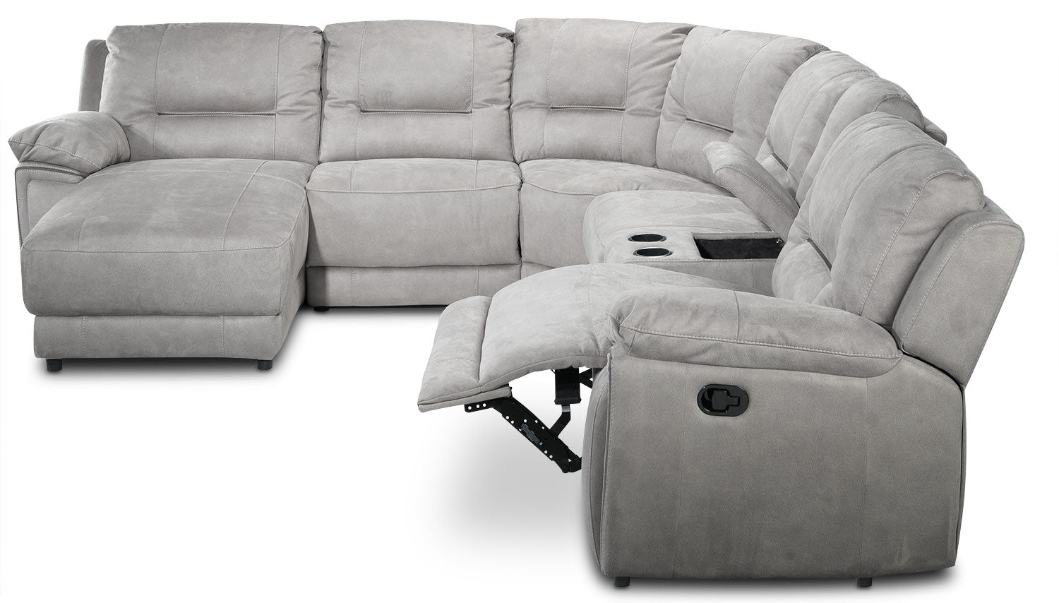 Pasadena 6-Piece Reclining Sectional with Left-Facing Chaise - Light Grey