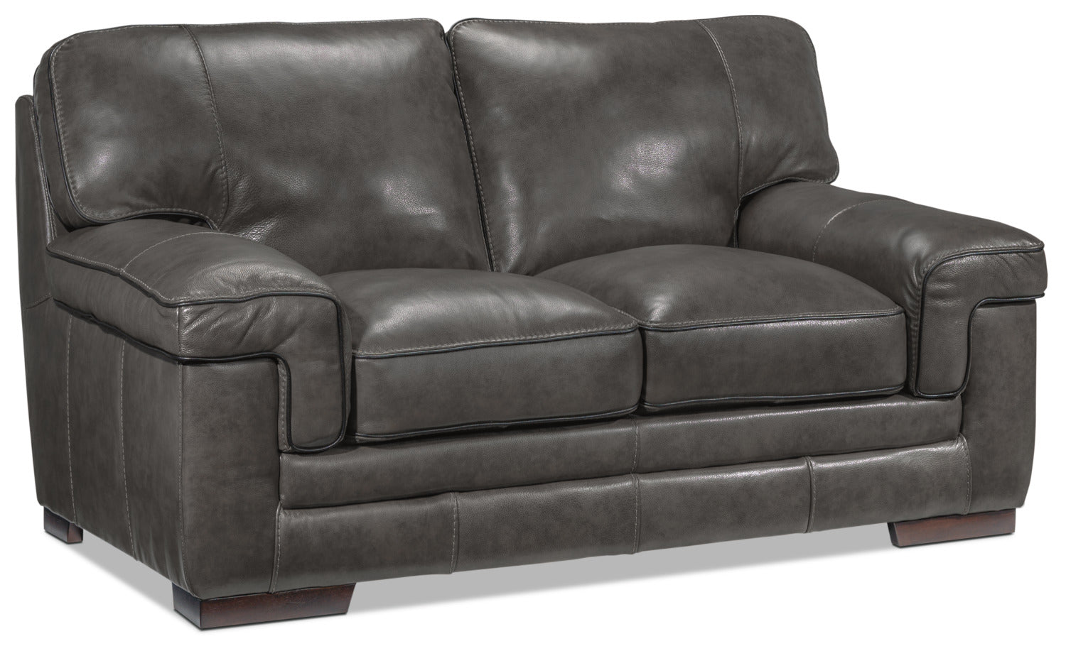 Stampede Leather Loveseat - Charcoal