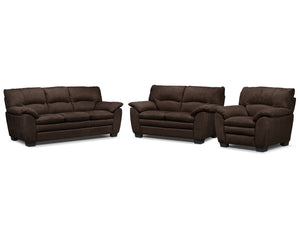 Kelleher Ens. Sofa, causeuse et fauteuil – noyer
