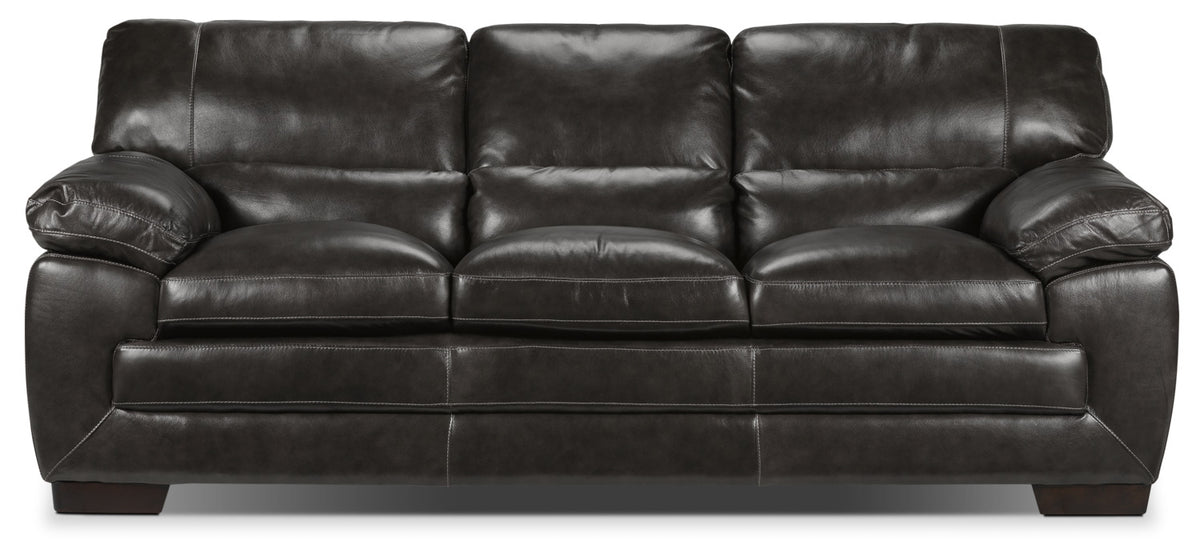 Amarillo Leather Sofa - Charcoal