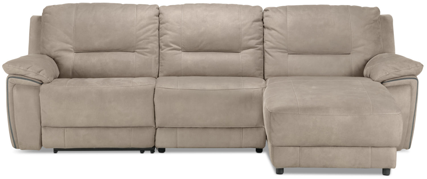 Pasadena 3-Piece Reclining Sofa with Right-Facing Chaise - Light Grey
