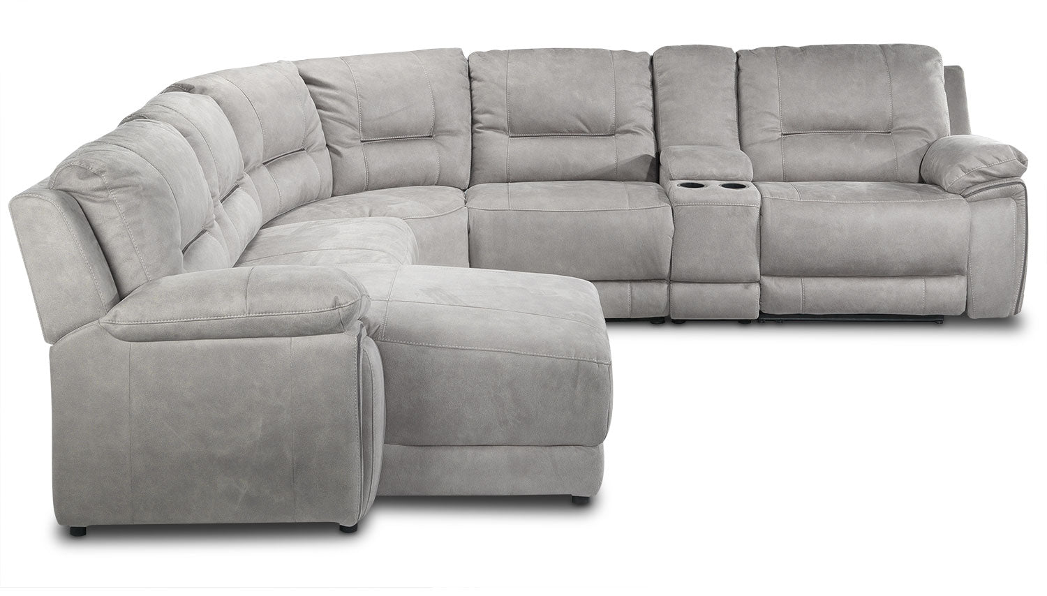 Pasadena 6-Piece Reclining Sectional with Left-Facing Chaise - Light Grey