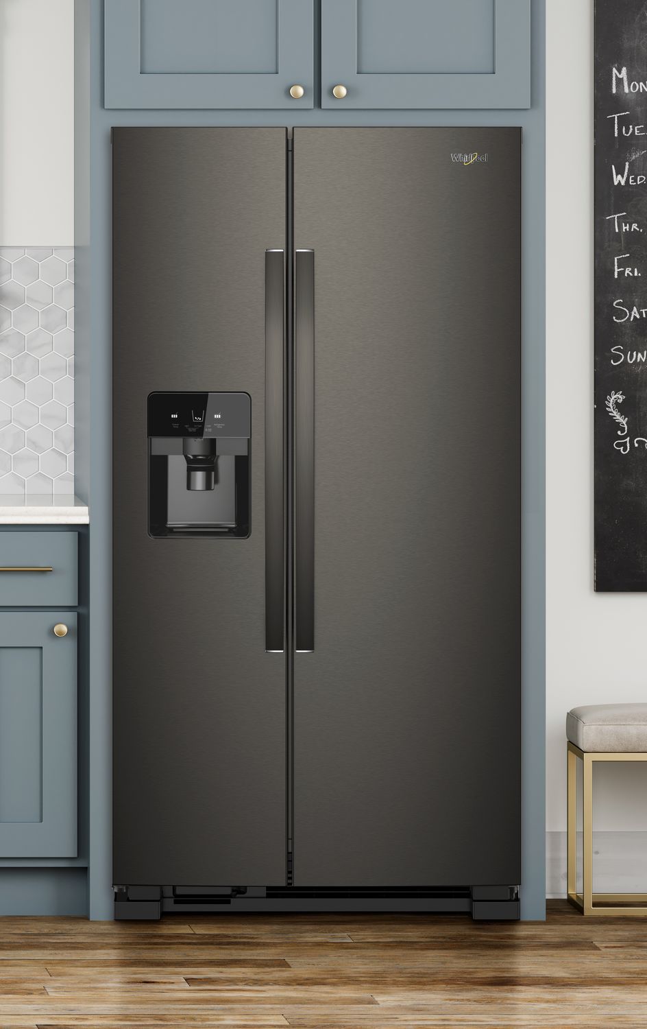 Whirlpool 35.5" 25 Cu. Ft. Black Stainless Steel Side-by-Side Refrigerator - WRS555SIHV