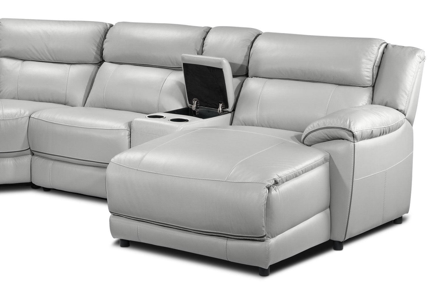 Holton Leather 6-Piece Sectional with Right-Facing Chaise - Grey