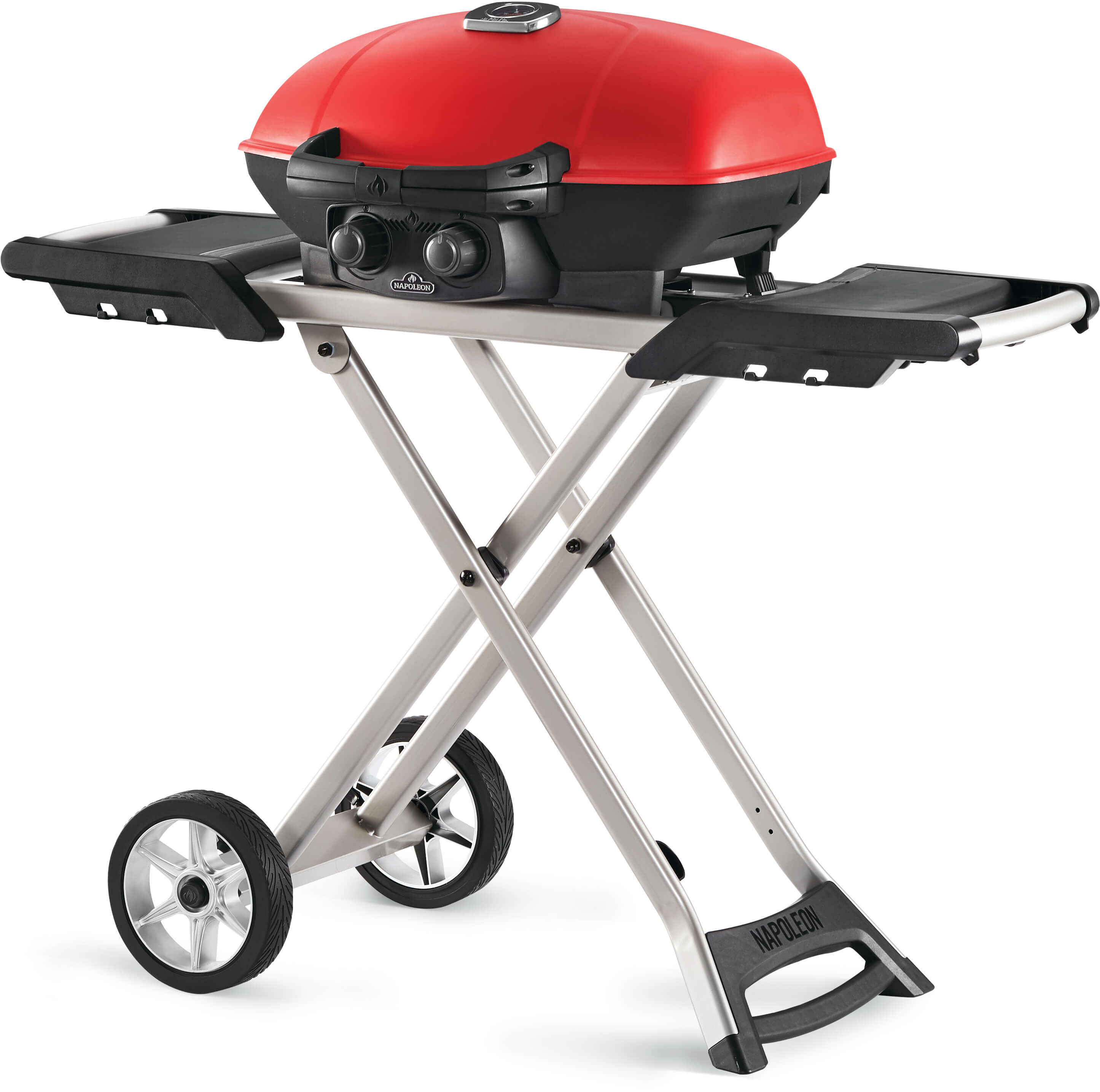 Napoleon TravelQ 285X Portable Propane Gas Grill and Scissor Cart with Griddle - TQ285X-RD-1-A