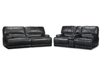 Dearborn Ens. Sofa et causeuse avec console inclinables électriques en cuir – anthracite