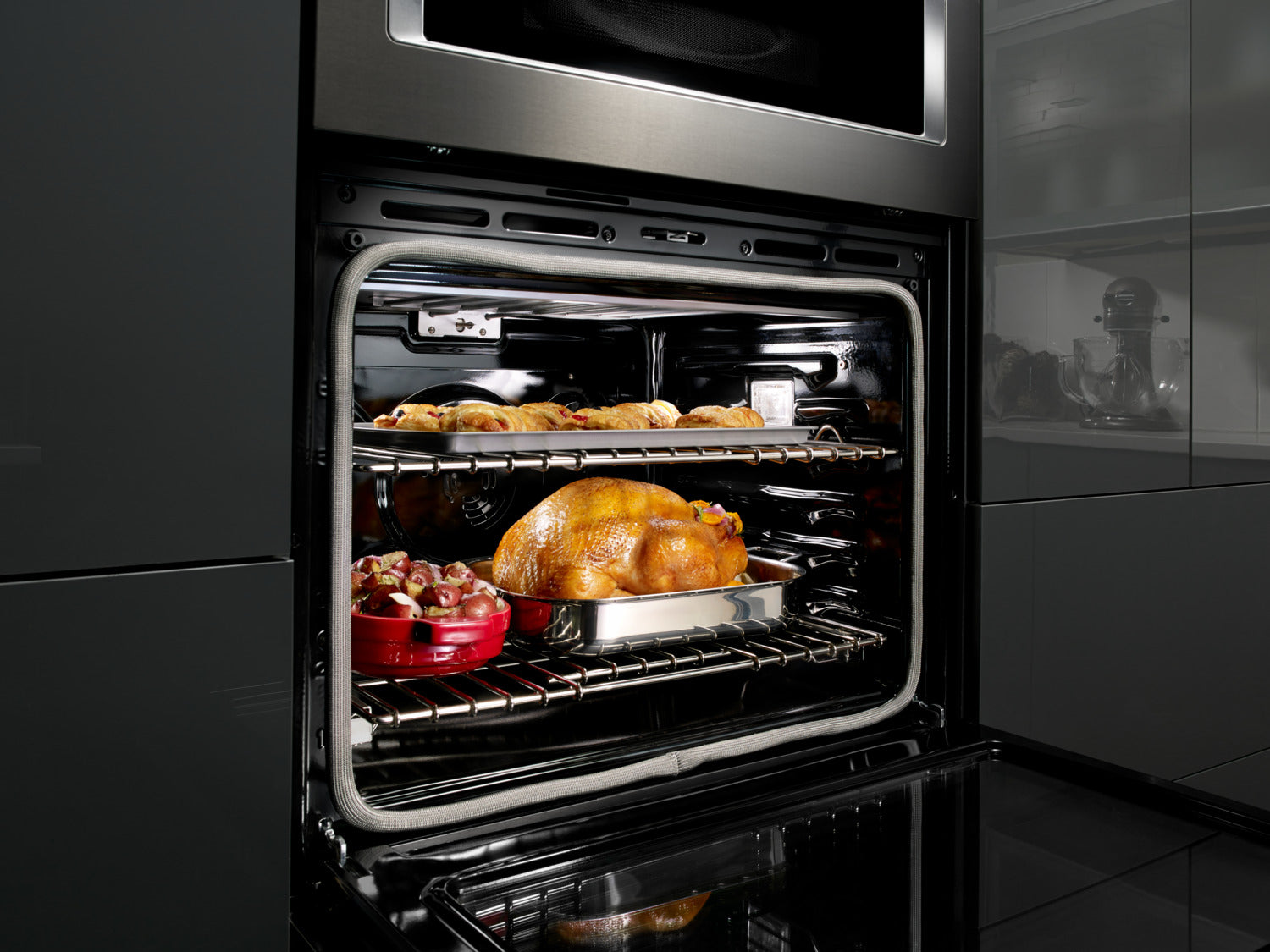 KitchenAid Black Stainless Steel Wall Oven (5.0 Cu. Ft.) w/ Microwave (1.4 Cu. Ft.) - KOCE500EBS