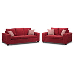 Fava Sofa and Loveseat Set - Red