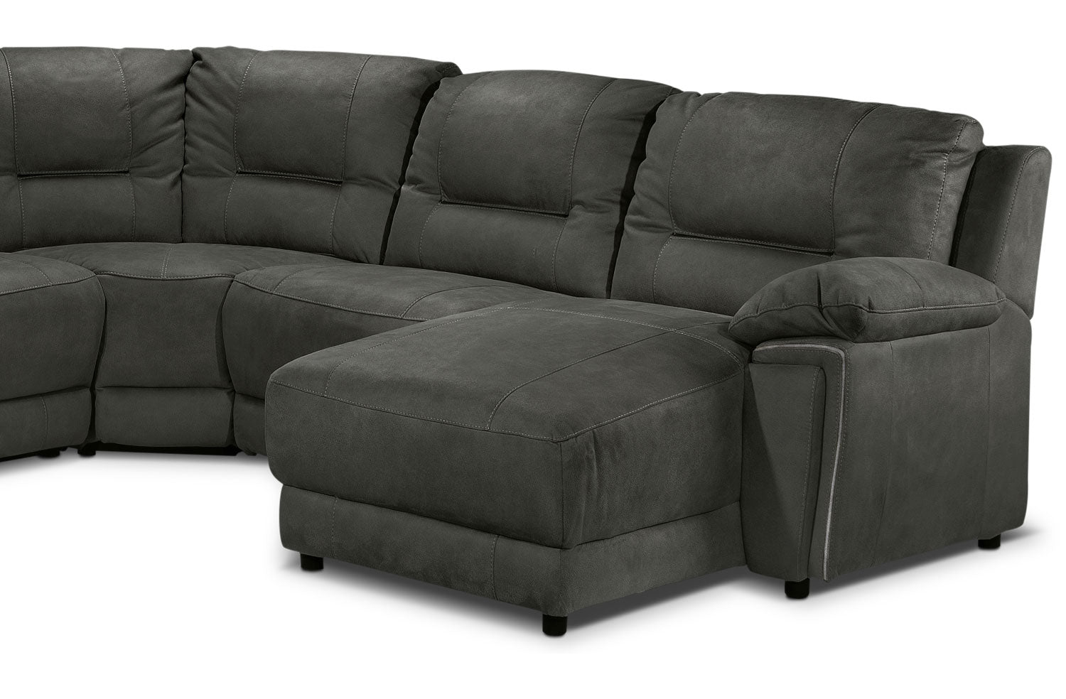 Pasadena 6-Piece Reclining Sectional with Right-Facing Chaise - Dark Grey