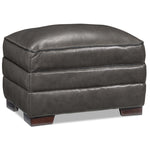 Stampede Leather Ottoman - Charcoal