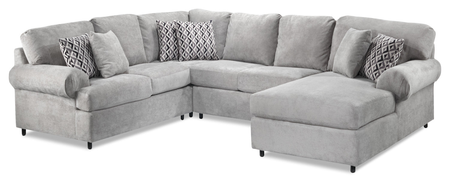 Jupiter 4-Piece Sectional with Right-Facing Chaise - Ash Grey