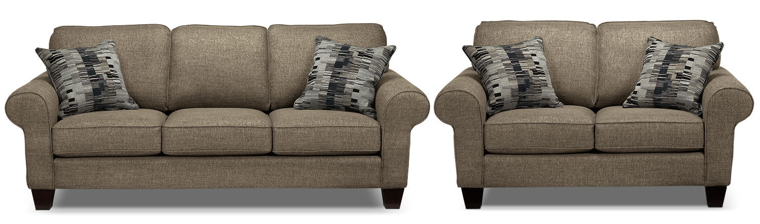 Drake Sofa and Loveseat Set - Mercury