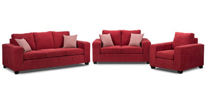 Fava Ens. Sofa, causeuse et fauteuil - rouge