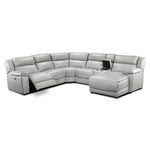 Holton Leather 6-Piece Sectional with Right-Facing Chaise - Grey