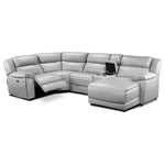 Holton Leather 5-Piece Sectional with Right-Facing Chaise - Grey