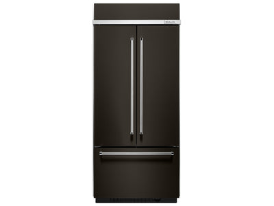 KitchenAid Réfrigérateur encastré 20,8 pi³ porte à 2 battants inox noir KBFN506EBS