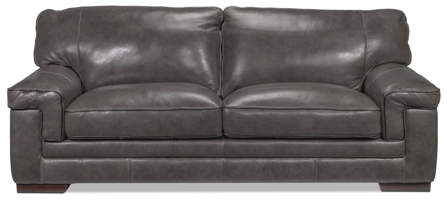 Stampede Leather Sofa - Charcoal