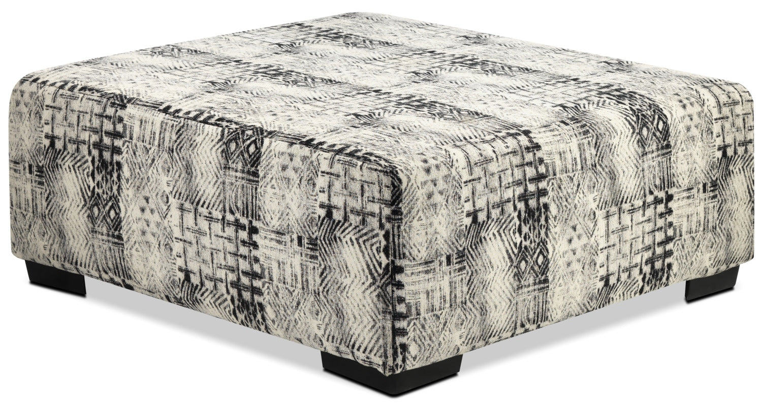 Tremont Cocktail Ottoman - Black and White