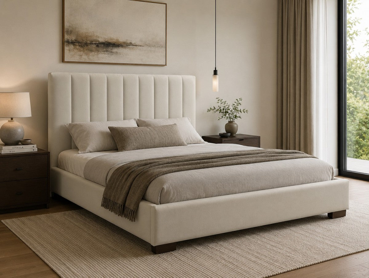 Ollie 3-Piece Queen Upholstered Bed - Beige