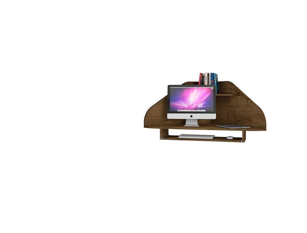 Gatutca Floating Cubicle Section Desk with Keyboard Shelf Set of 2 - Rustic Brown