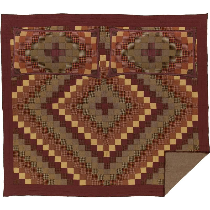 Roosevelt King Quilt Set - Burgundy/Mustard