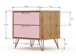 Nuuk 3-Drawer Dresser and Night Table Set - Nature/Rose Pink
