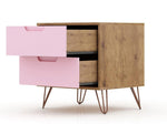 Nuuk 3-Drawer Dresser and Night Table Set - Nature/Rose Pink