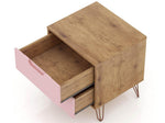 Nuuk 3-Drawer Dresser and Night Table Set - Nature/Rose Pink