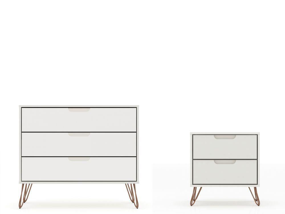 Nuuk 3-Drawer Dresser and Night Table Set - Off White