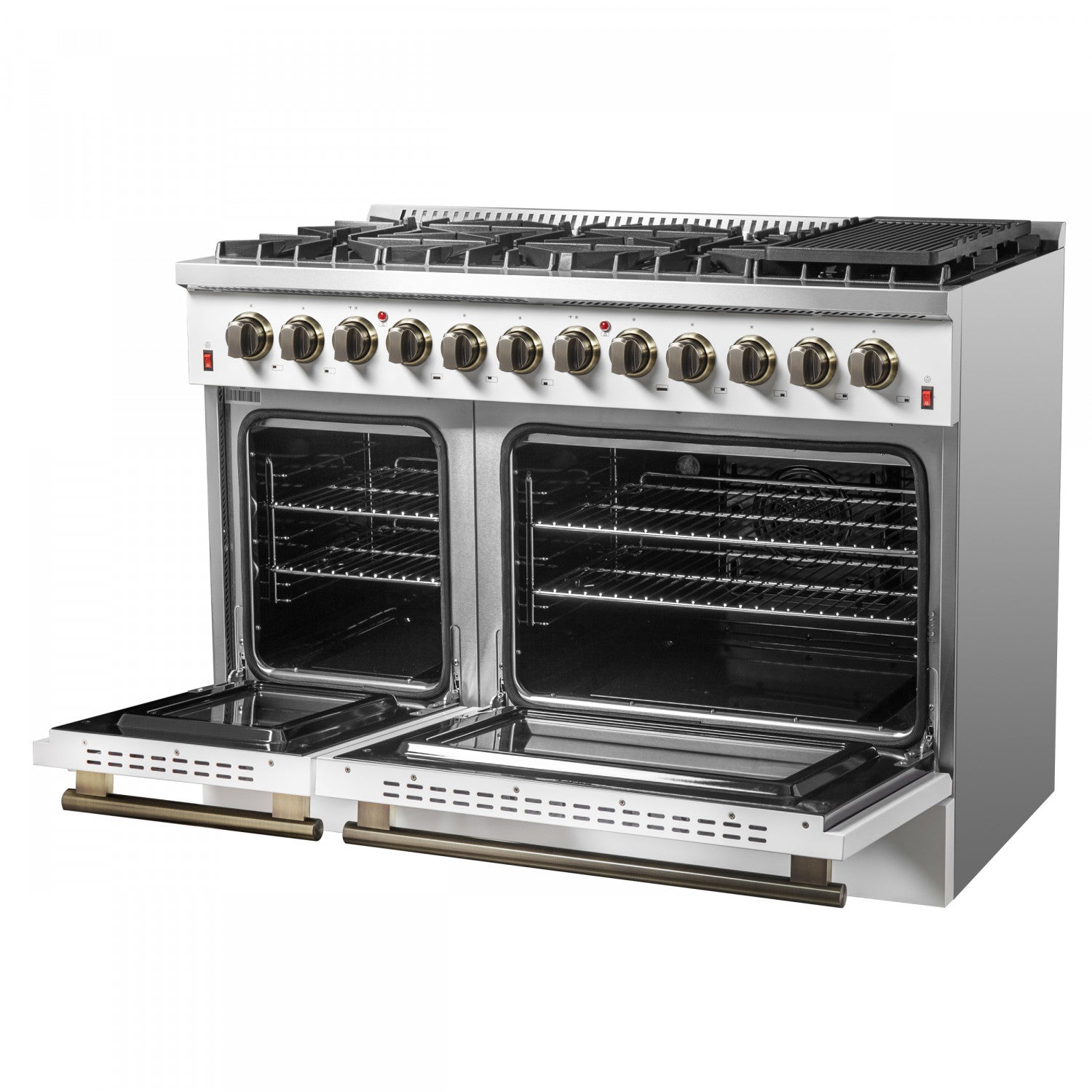 Forno Galiano 48" White Freestanding Dual Fuel Double Oven Range with True Convection (6.58 Cu. Ft.) - FFSGS6156-48WHT