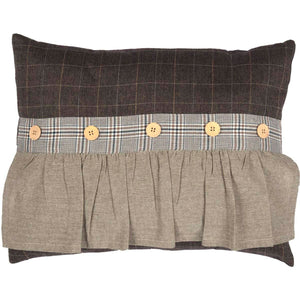 Calais 14 x 18 Ruffled Pillow - Ebony/Grey