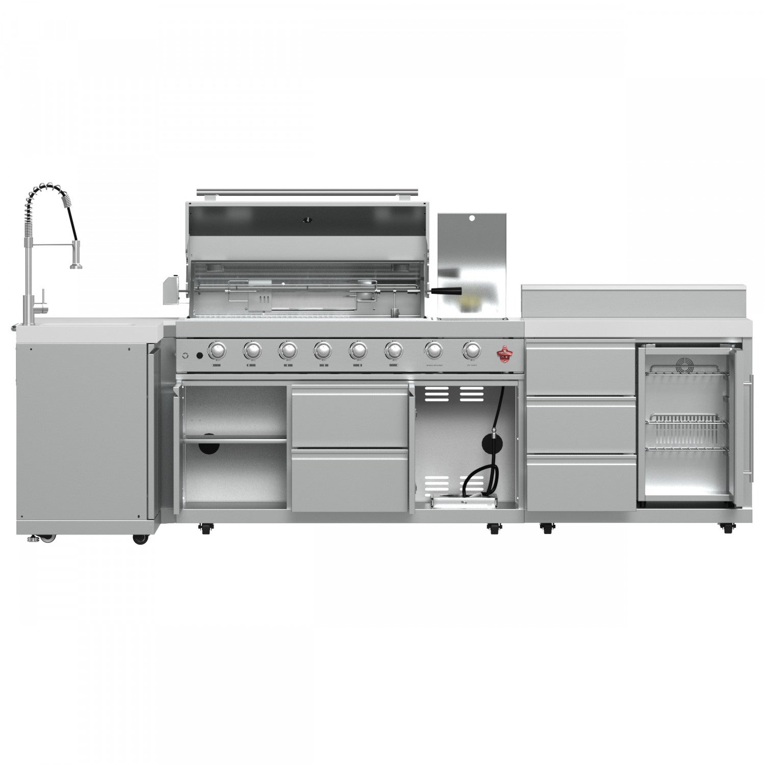 Forno Bulnes White Countertop Outdoor Kitchen with 40" 84,000 BTU BBQ and Beverage Centre - FODKT2520WHT