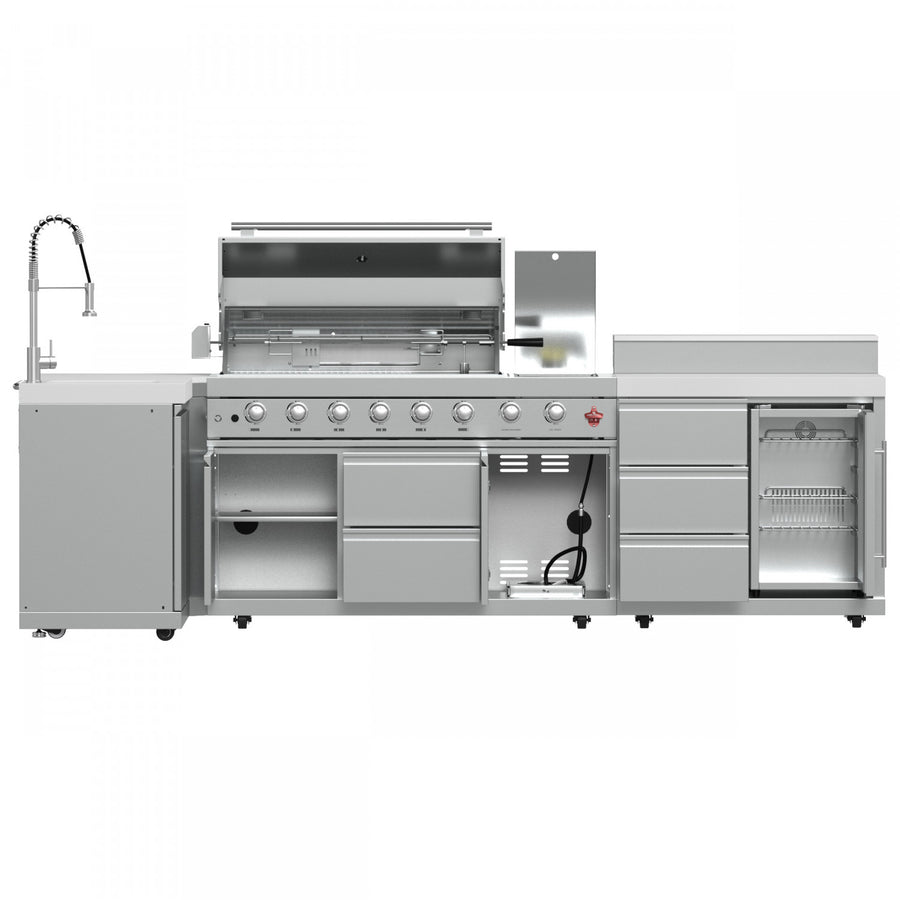 Forno Bulnes White Countertop Outdoor Kitchen with 40" 84,000 BTU BBQ and Beverage Centre - FODKT2520WHT